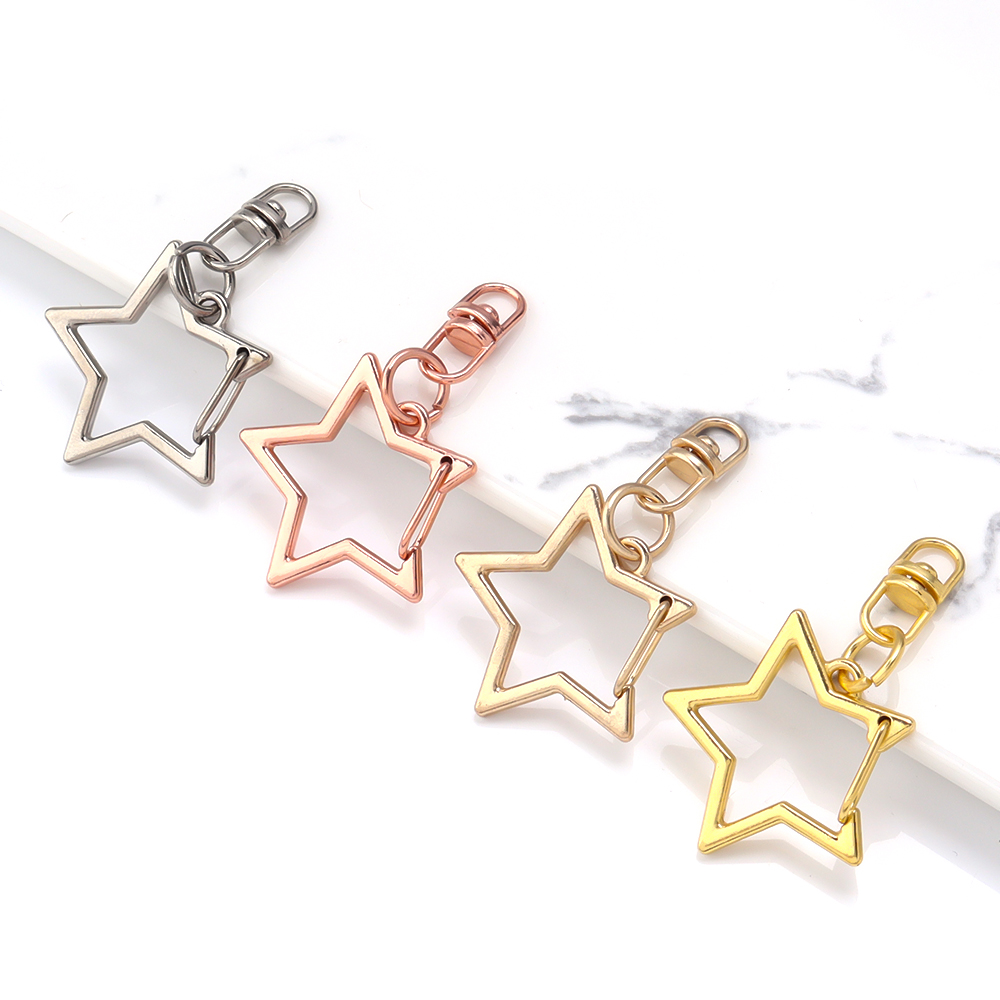Body Jewelry Diy - 10Pcs Alloy Star Shaped Snap Keychain