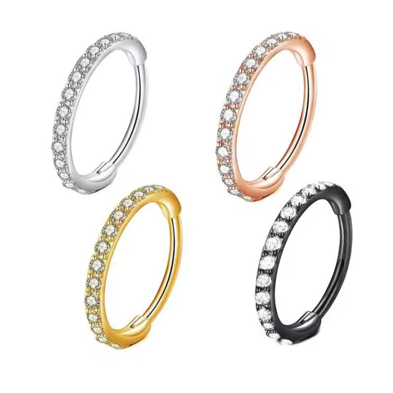 Body Jewelry Cartilage Earrings - 16G Clear CZ Nose Ring Hoop