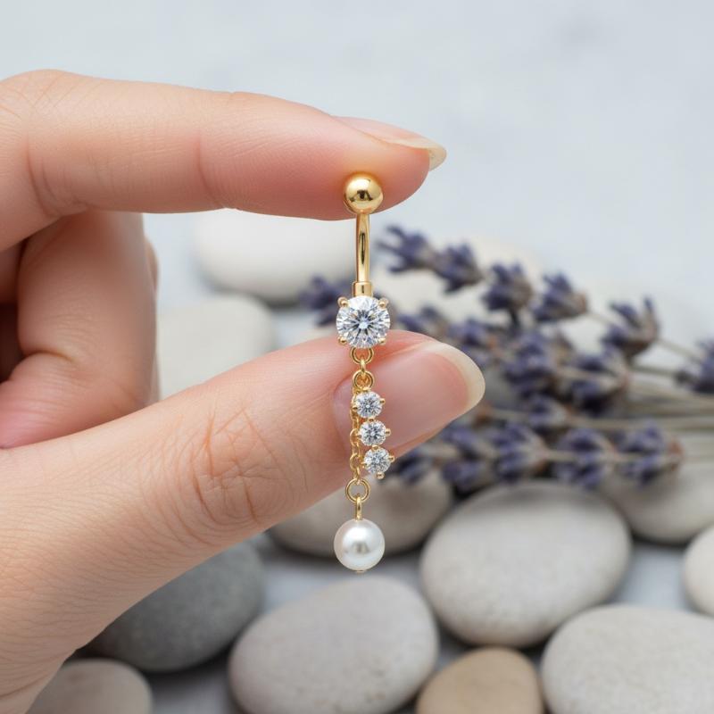 Body Jewelry Tunnels - Crystal Pendant Belly Button Ring For