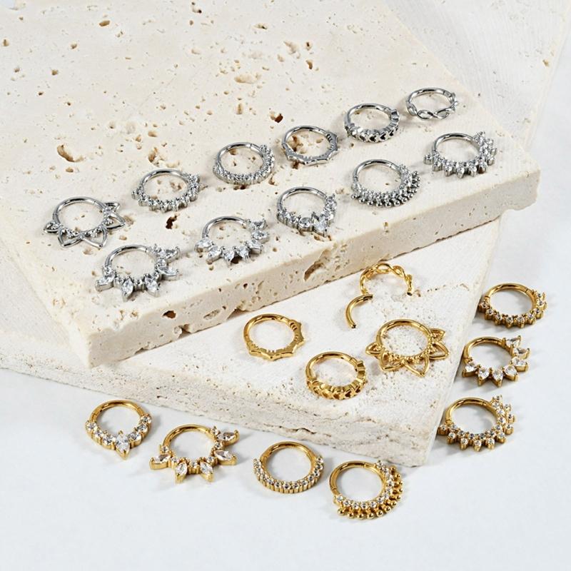Body Jewelry Cartilage Earrings - 31BB Stylish Crystal Septum Ring Stainless