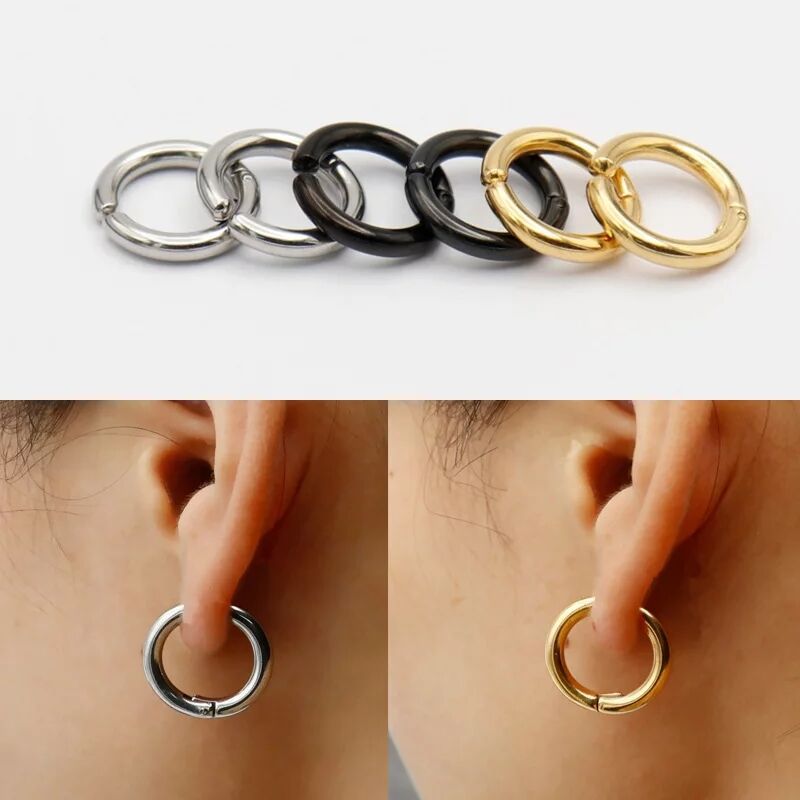 Body Jewelry Tunnels - 2/6Pcs Fake Huggie Hoop Earrings for