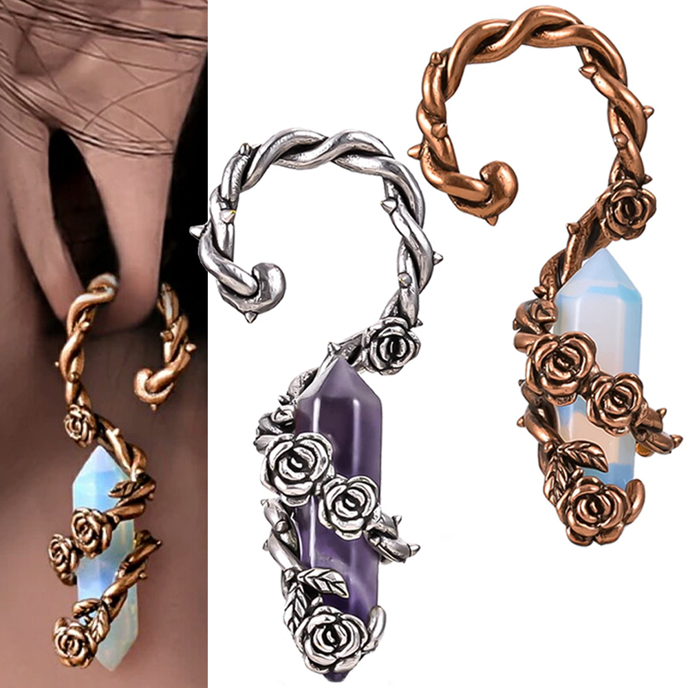 Body Jewelry Hangers - 1PC Copper Rose Vine Stone Ear