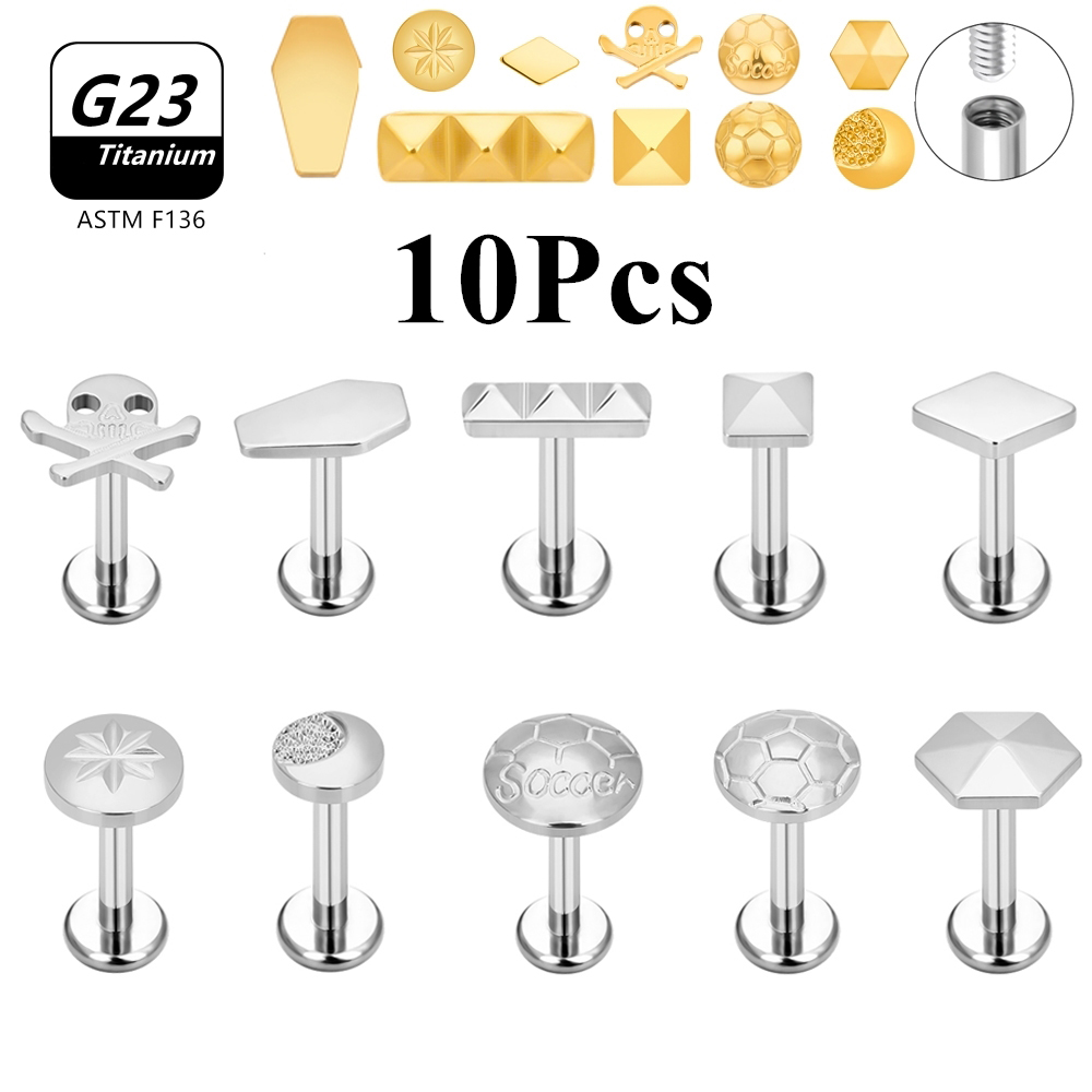 Body Jewelry Cartilage Earrings - 10PCS 16G G23 Titanium Stud Skull