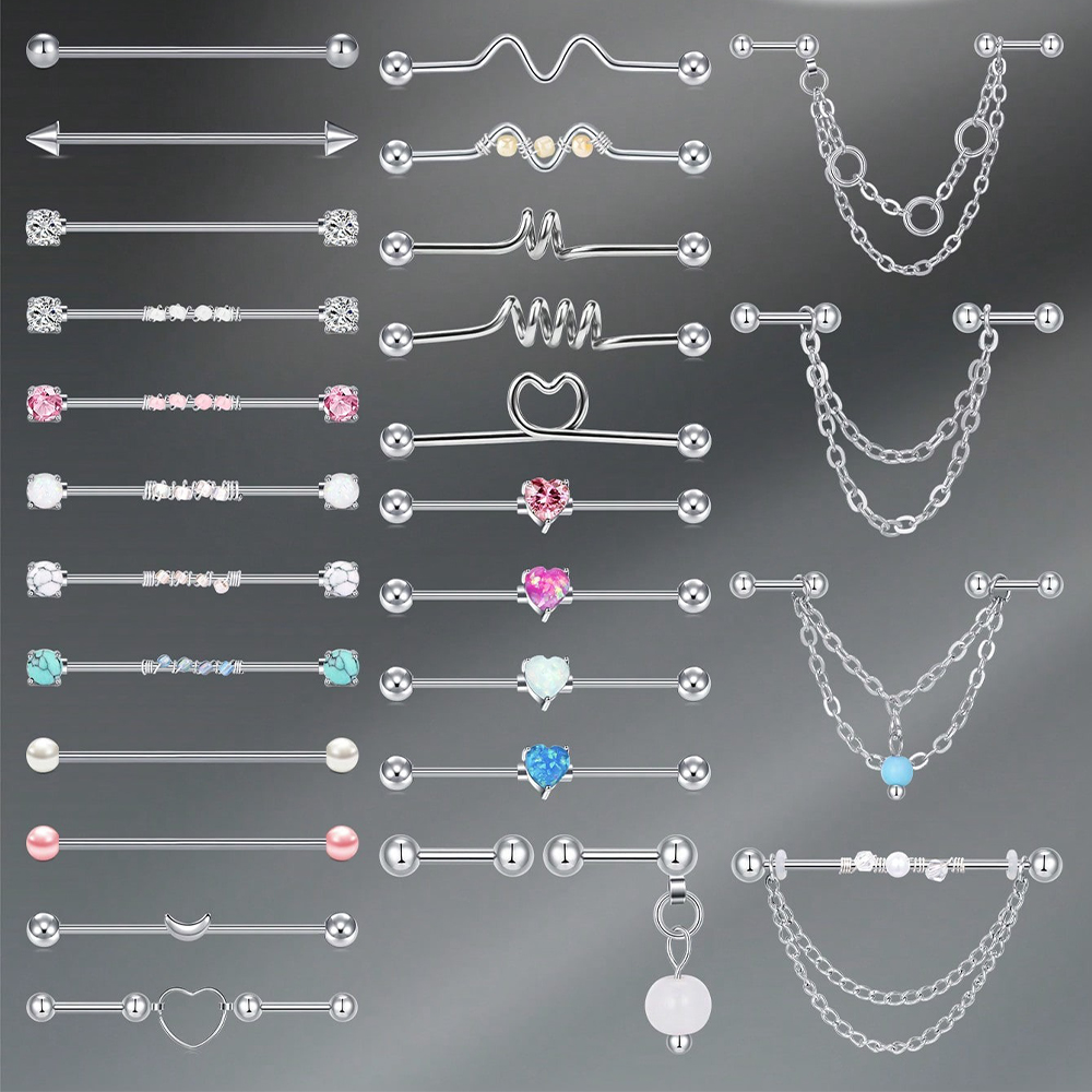 Body Jewelry Cartilage Earrings - 14G Industrial Barbell Cartilage Earring Body