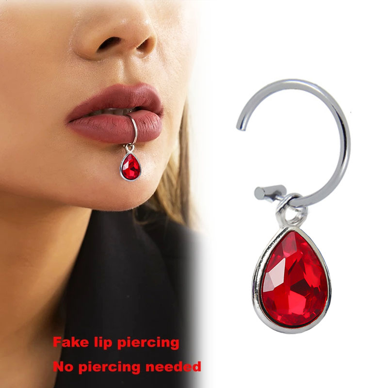 1Pc Fake Piercing Lip Clip Per - Body Jewelry Labret ulasan dan harga