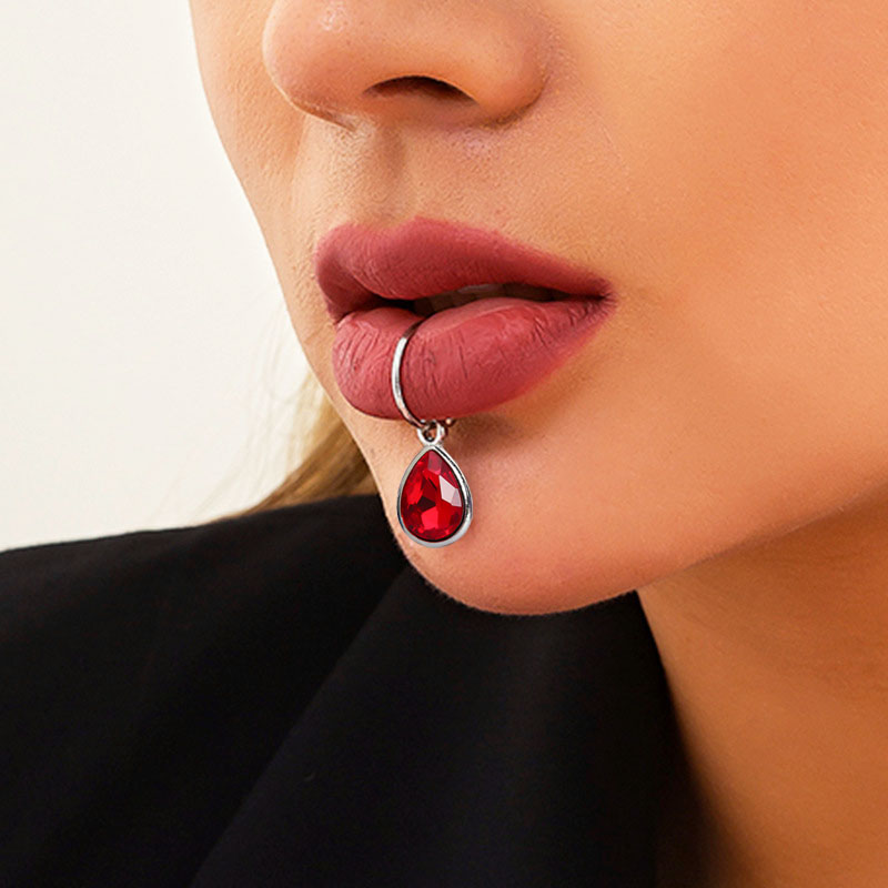 1Pc Fake Piercing Lip Clip Per - Body Jewelry Labret ulasan dan harga