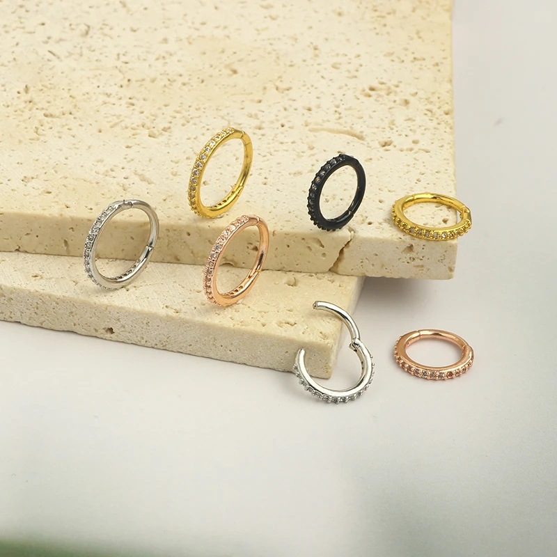 16G Clear CZ Nose Ring Hoop 31 - Body Jewelry Cartilage Earrings ulasan dan harga