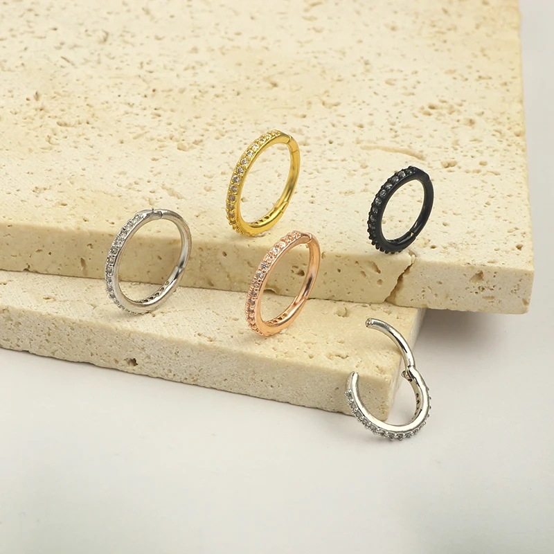 16G Clear CZ Nose Ring Hoop 31 - Body Jewelry Cartilage Earrings ulasan dan harga