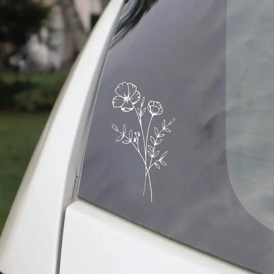 1pc Wild Flower Car Sticker, S - Body Jewelry Labret ulasan dan harga