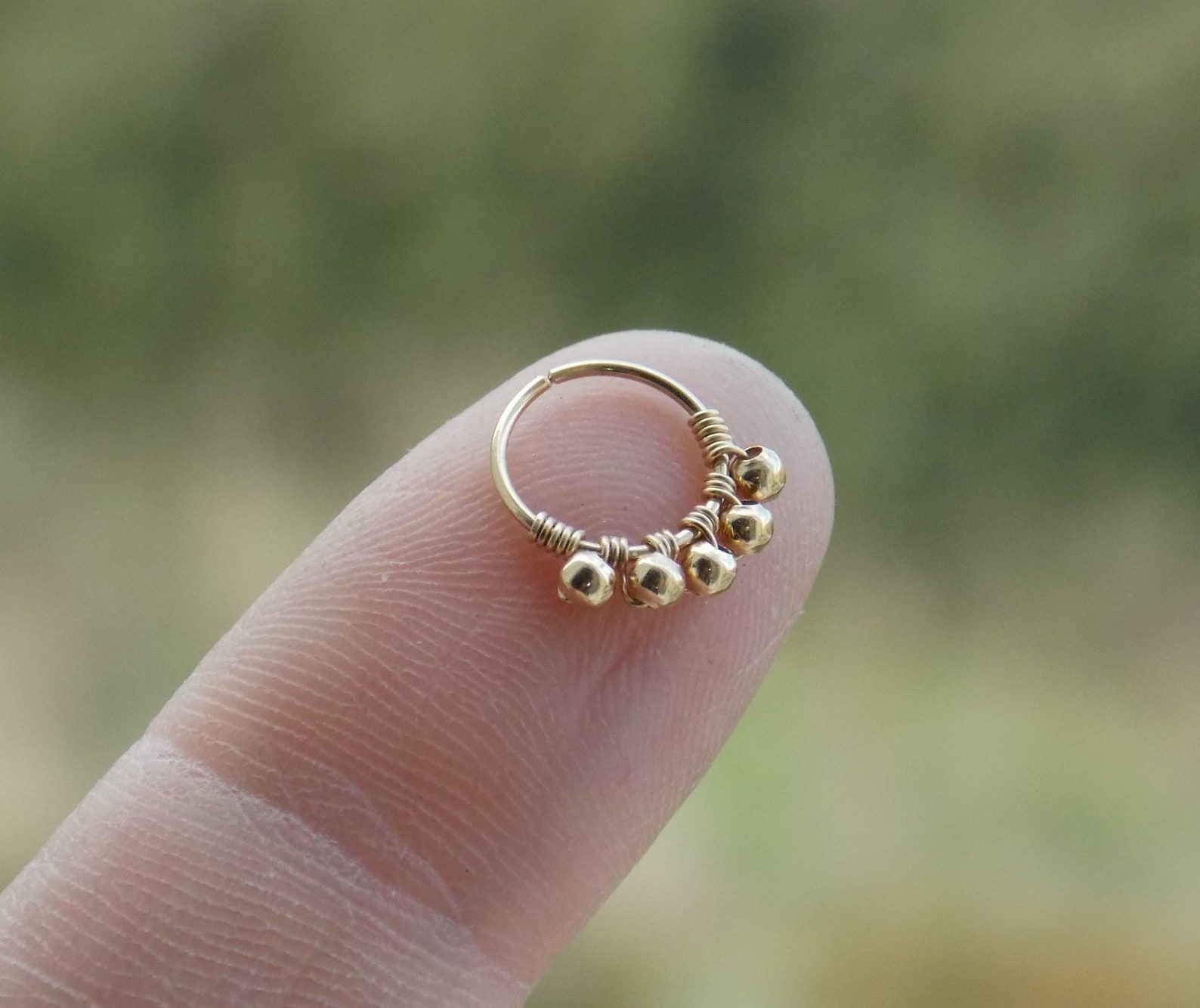 14K Gold Filled Beaded Nose Ri - Body Jewelry Hangers ulasan dan harga