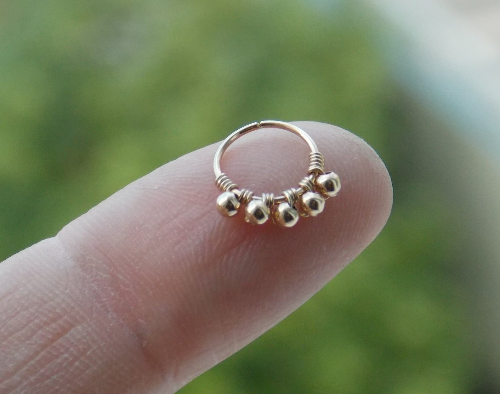 14K Gold Filled Beaded Nose Ri - Body Jewelry Hangers ulasan dan harga