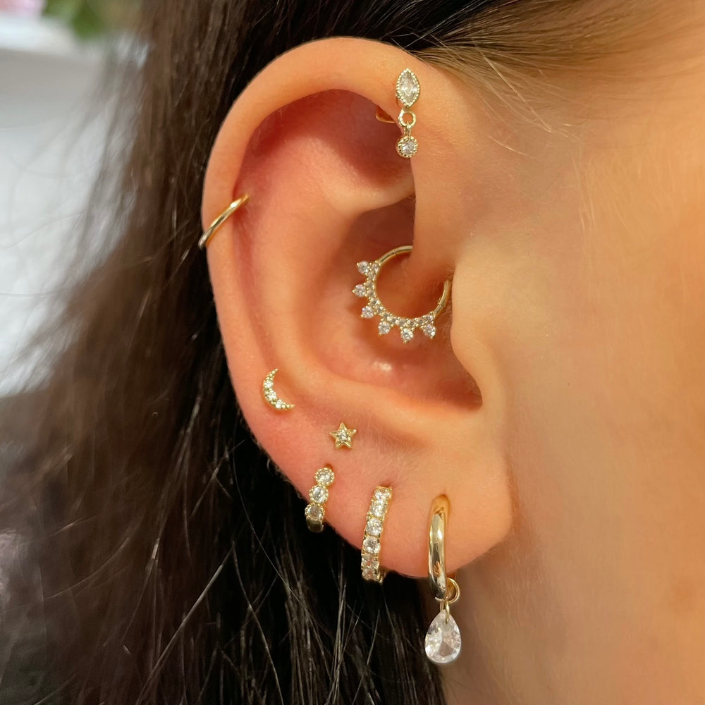1PC Star Moon Lightning Zircon - Body Jewelry Cartilage Earrings ulasan dan harga