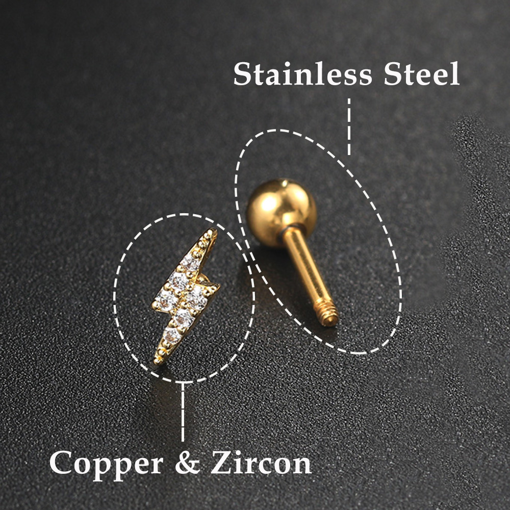 1PC Star Moon Lightning Zircon - Body Jewelry Cartilage Earrings ulasan dan harga
