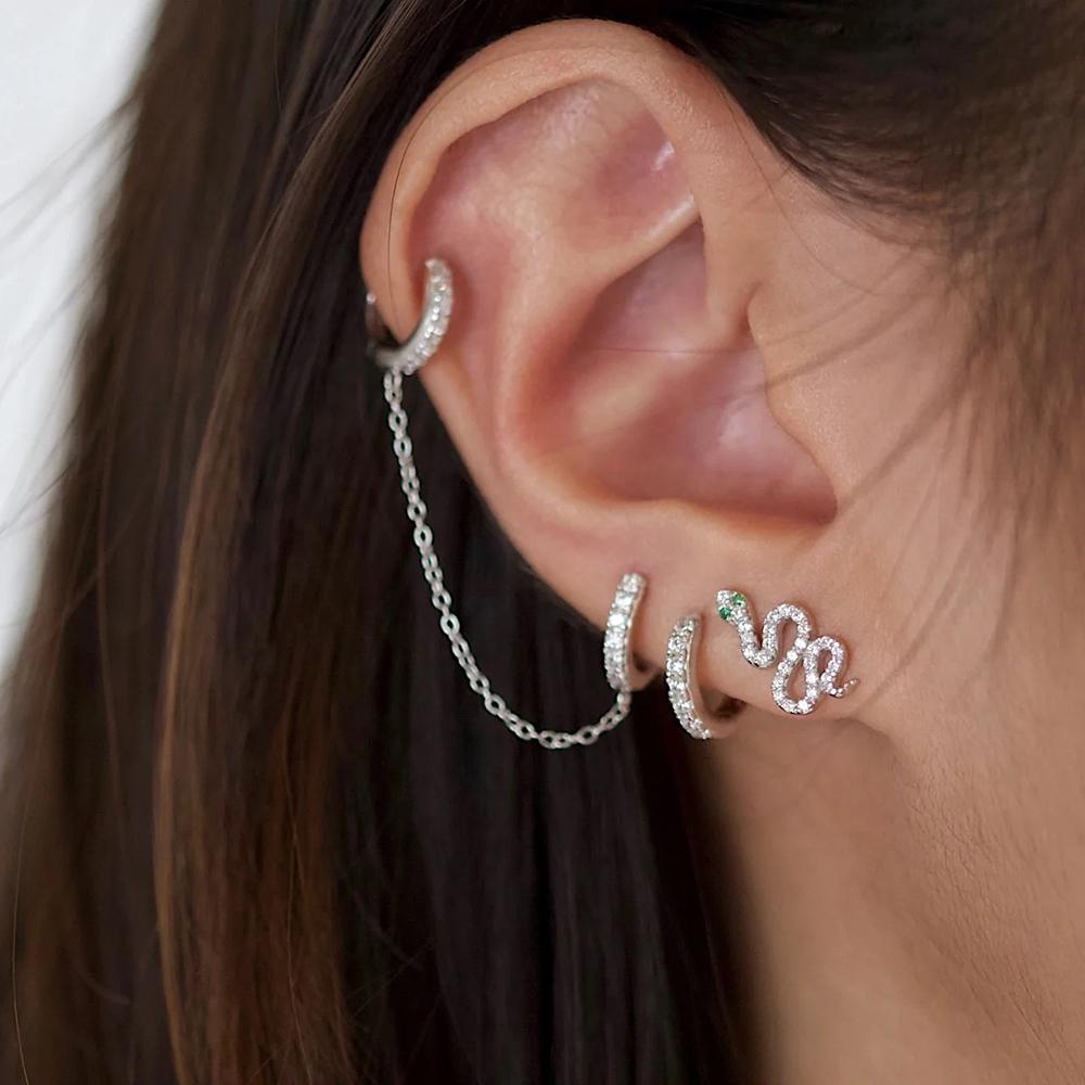 1pc Surgical Steel Zircon Spid - Body Jewelry Cartilage Earrings ulasan dan harga