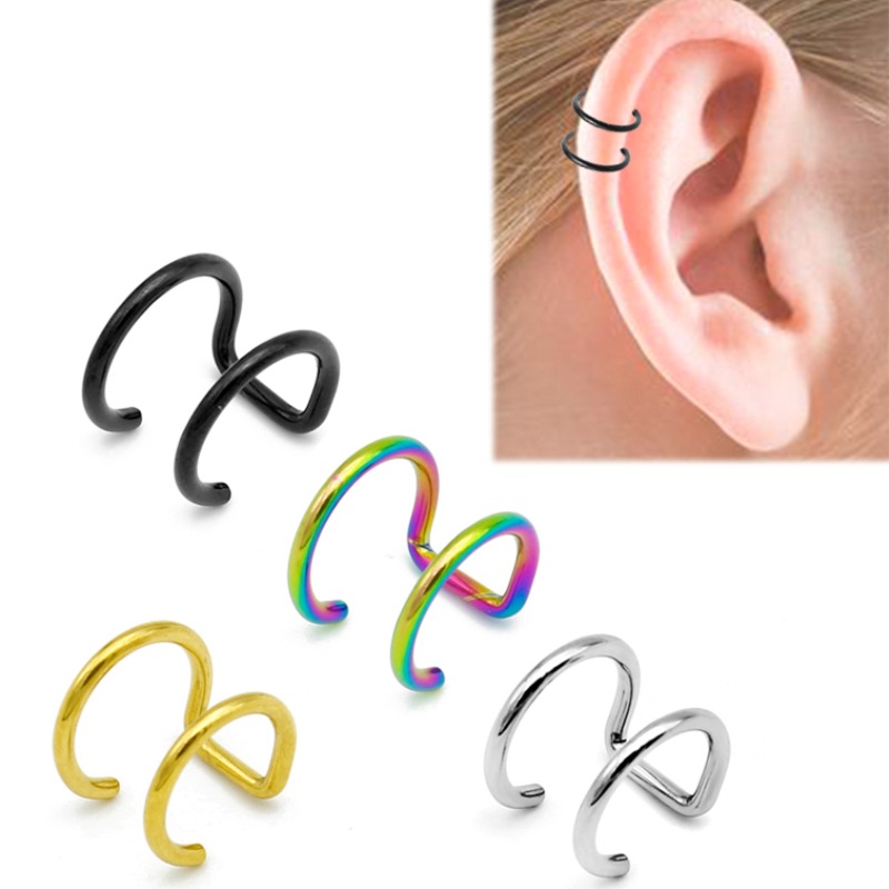 2Pcs 316L Stainless Steel Clip - Body Jewelry Cartilage Earrings ulasan dan harga