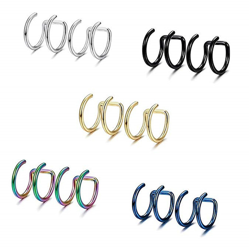 2Pcs 316L Stainless Steel Clip - Body Jewelry Cartilage Earrings ulasan dan harga