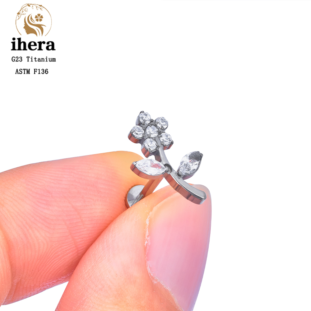 Flower Leaf Pattern Piercing E - Body Jewelry Labret ulasan dan harga