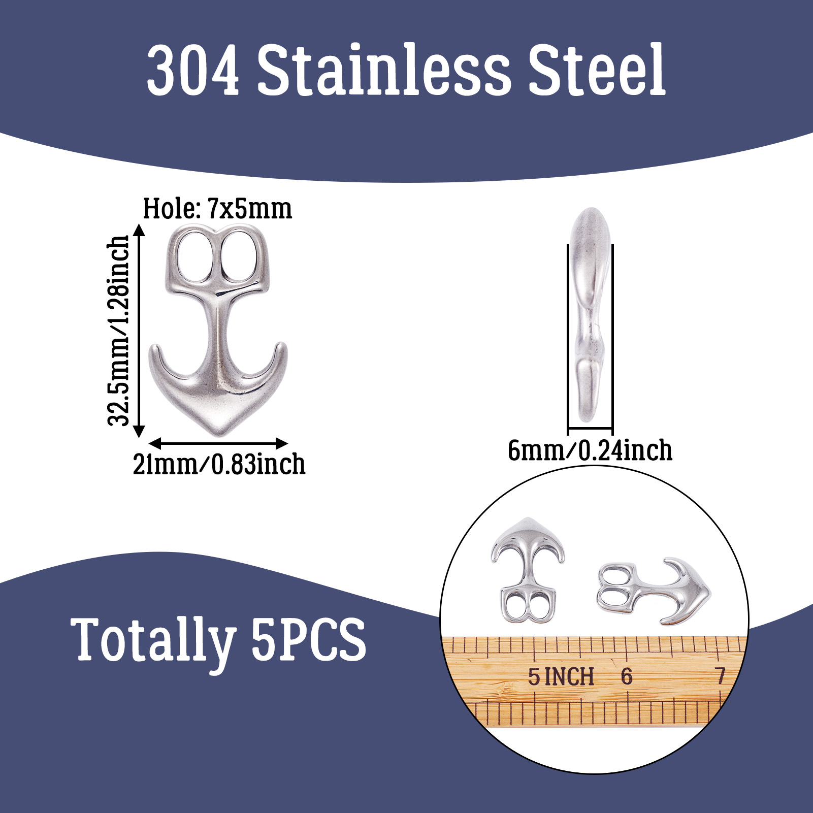 5pcs Anchor Hook Clasps 304 St - Body Jewelry Diy ulasan dan harga