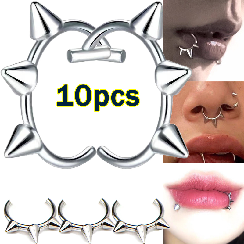 10pcs Punk Nose Ring One Nail  - Body Jewelry Labret ulasan dan harga