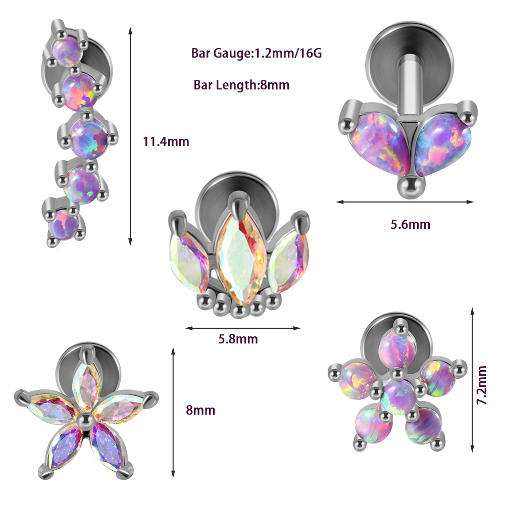 1PC Stainless Steel Opal Flowe - Body Jewelry Labret ulasan dan harga