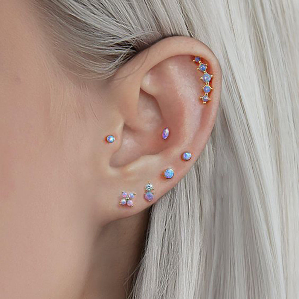 1PC Stainless Steel Opal Flowe - Body Jewelry Labret ulasan dan harga