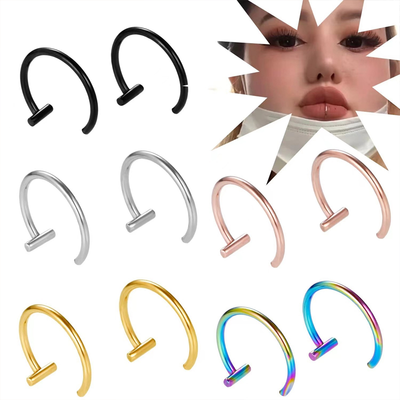 18G Surgical Steel Lip Ring Ha - Body Jewelry Cartilage Earrings ulasan dan harga