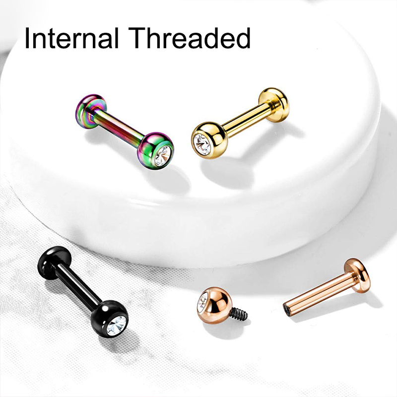 16G Surgical Steel Ball Top CZ - Body Jewelry Labret ulasan dan harga