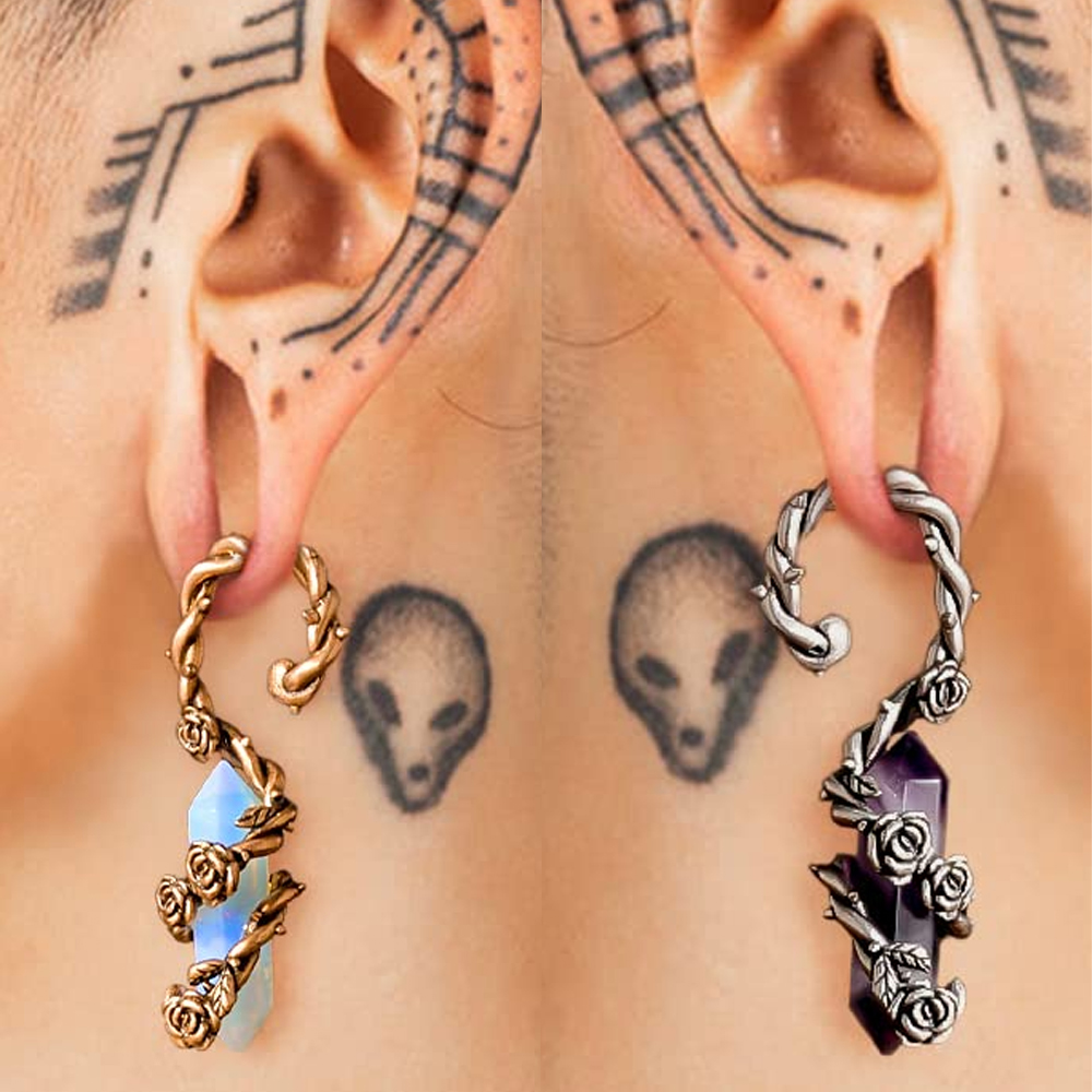 1PC Copper Rose Vine Stone Ear - Body Jewelry Hangers ulasan dan harga
