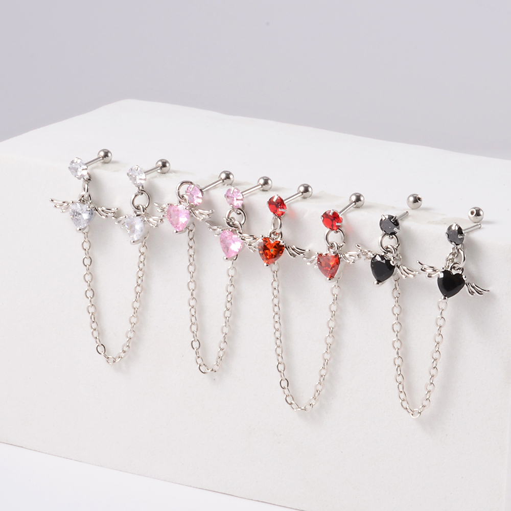 1PC Surgical Steel CZ Gem Ear  - Body Jewelry Cartilage Earrings ulasan dan harga