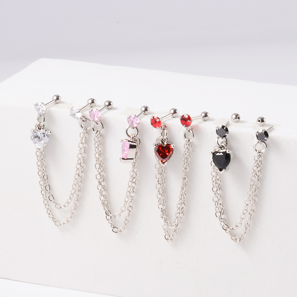1PC Surgical Steel CZ Gem Ear  - Body Jewelry Cartilage Earrings ulasan dan harga