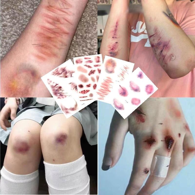 4 Sheets Halloween Wound Bruis - Body Jewelry Tattoo ulasan dan harga