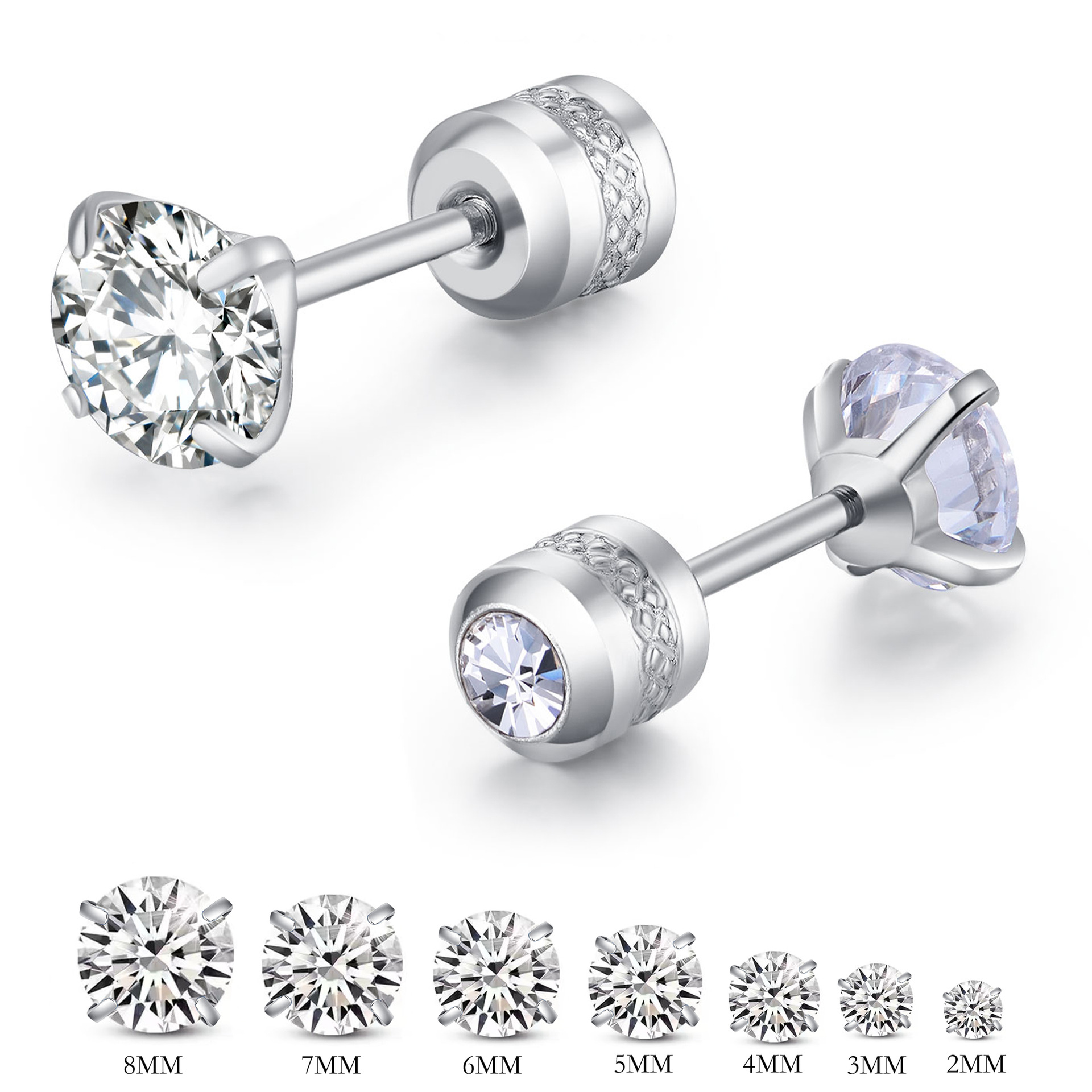 2PC Stainless Steel Mini Cryst - Body Jewelry Cartilage Earrings ulasan dan harga
