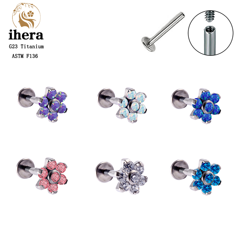G23 Titanium Opal Flower Pierc - Body Jewelry Labret ulasan dan harga