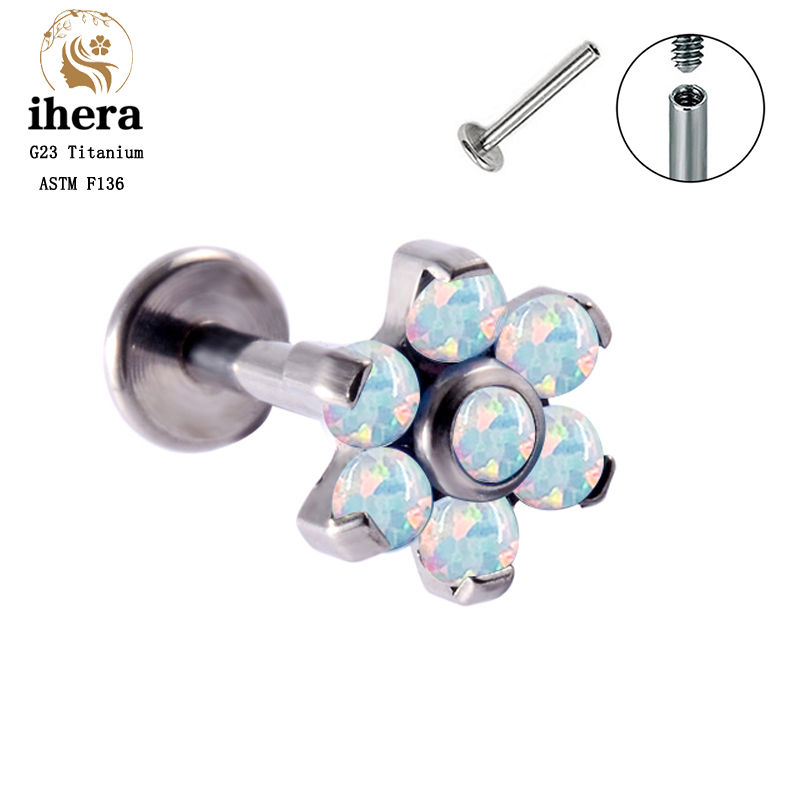 G23 Titanium Opal Flower Pierc - Body Jewelry Labret ulasan dan harga