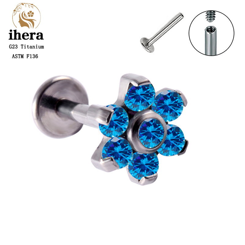 G23 Titanium Opal Flower Pierc - Body Jewelry Labret ulasan dan harga