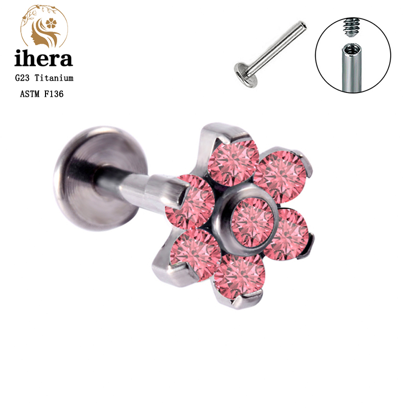 G23 Titanium Opal Flower Pierc - Body Jewelry Labret ulasan dan harga