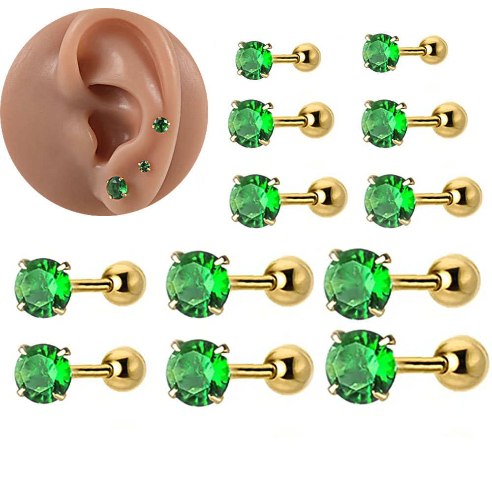 1/2pcs Stainless Steel Green Z - Body Jewelry Cartilage Earrings ulasan dan harga