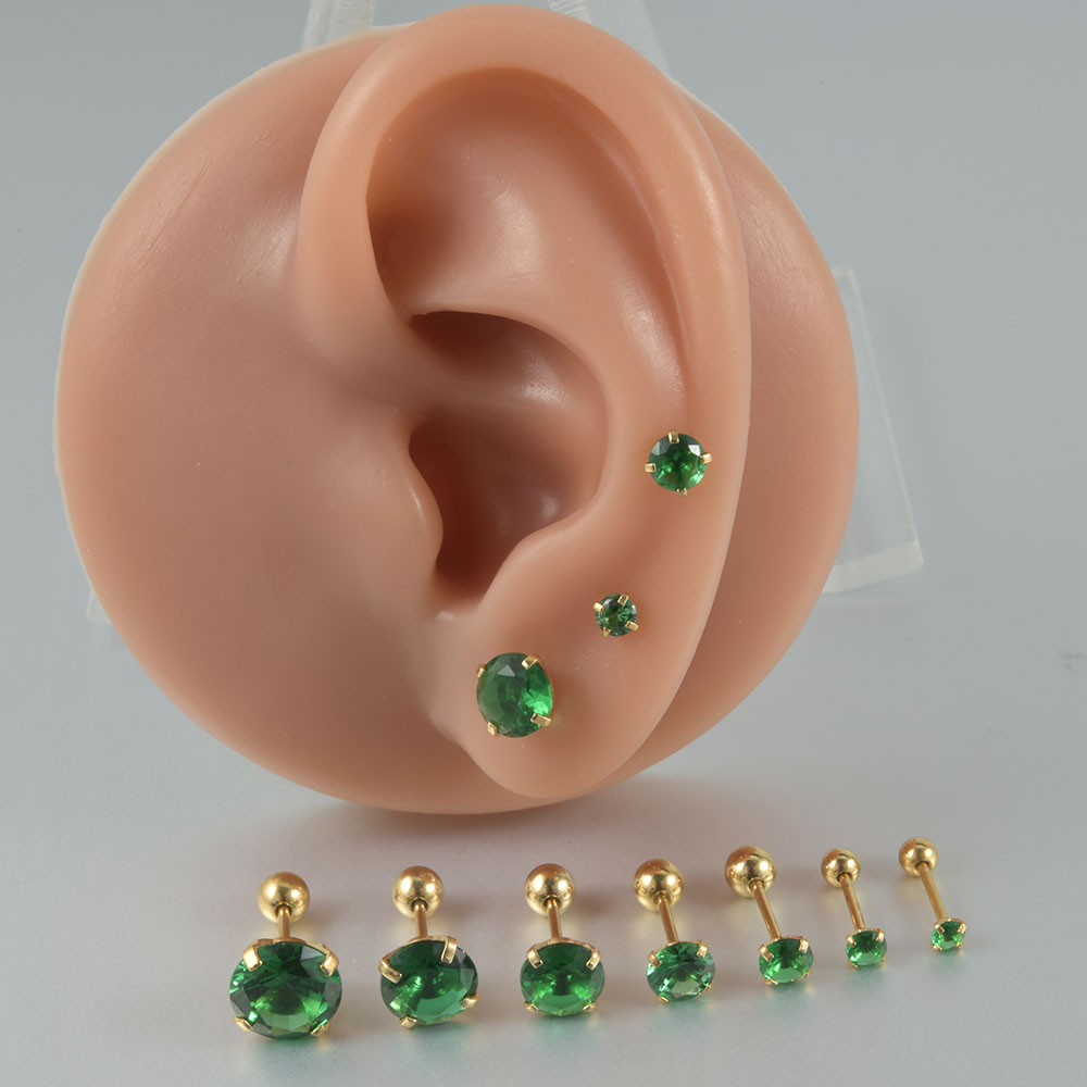 1/2pcs Stainless Steel Green Z - Body Jewelry Cartilage Earrings ulasan dan harga